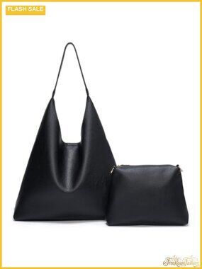 Set of 2 Soft Vegan Leather Hobo Bags for Women, Slouchy Tote with Pouch